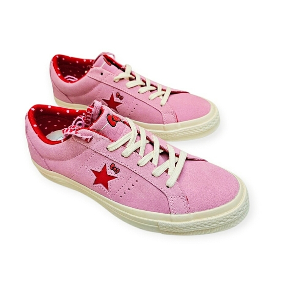 🆕️RARE Converse x Hello Kitty One Star Pink Suede Low Top Lace up Sneakers Shoe - Picture 3 of 16